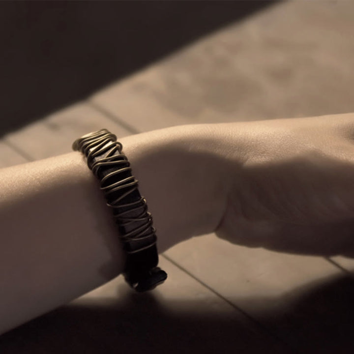 Buddha Stones Vintage leren balansarmband met koperen en messing Armband - image 24