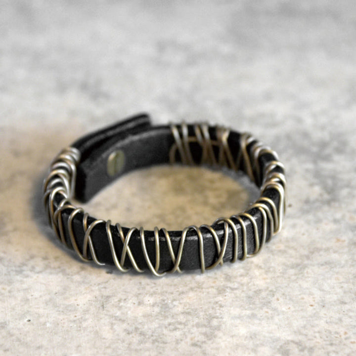 Buddha Stones Vintage leren balansarmband met koperen en messing Armband - image 13