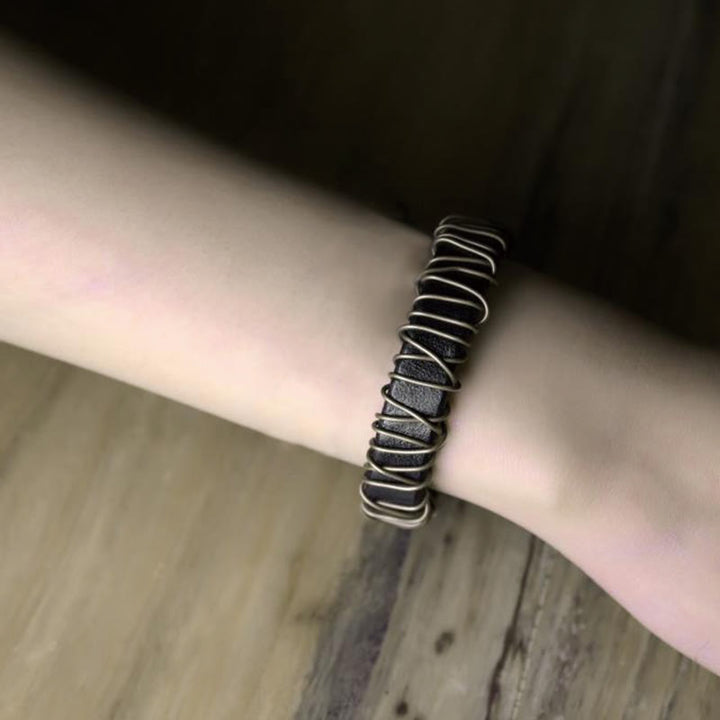 Buddha Stones Vintage leren balansarmband met koperen en messing Armband - image 21
