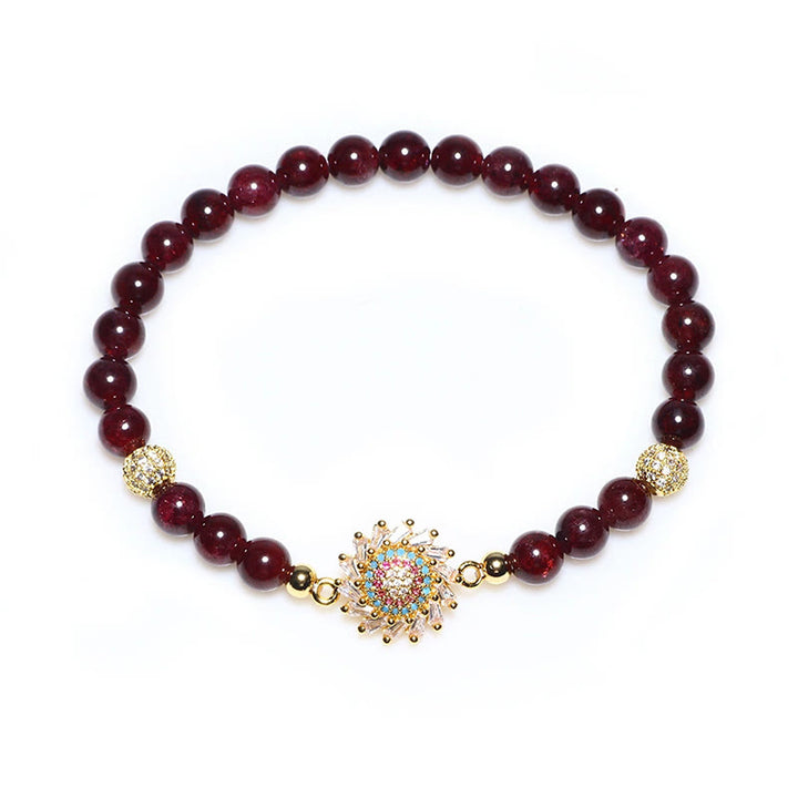 Buddha Stones Armband met natuurlijke granaatbloem en zirkonia kralen - image 5