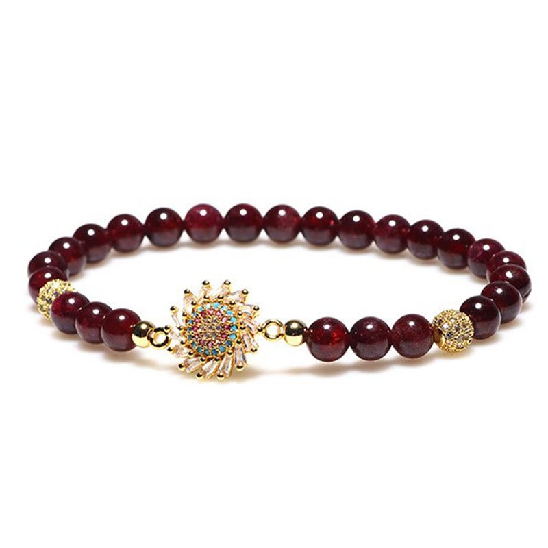 Buddha Stones Armband met natuurlijke granaatbloem en zirkonia kralen - image 4