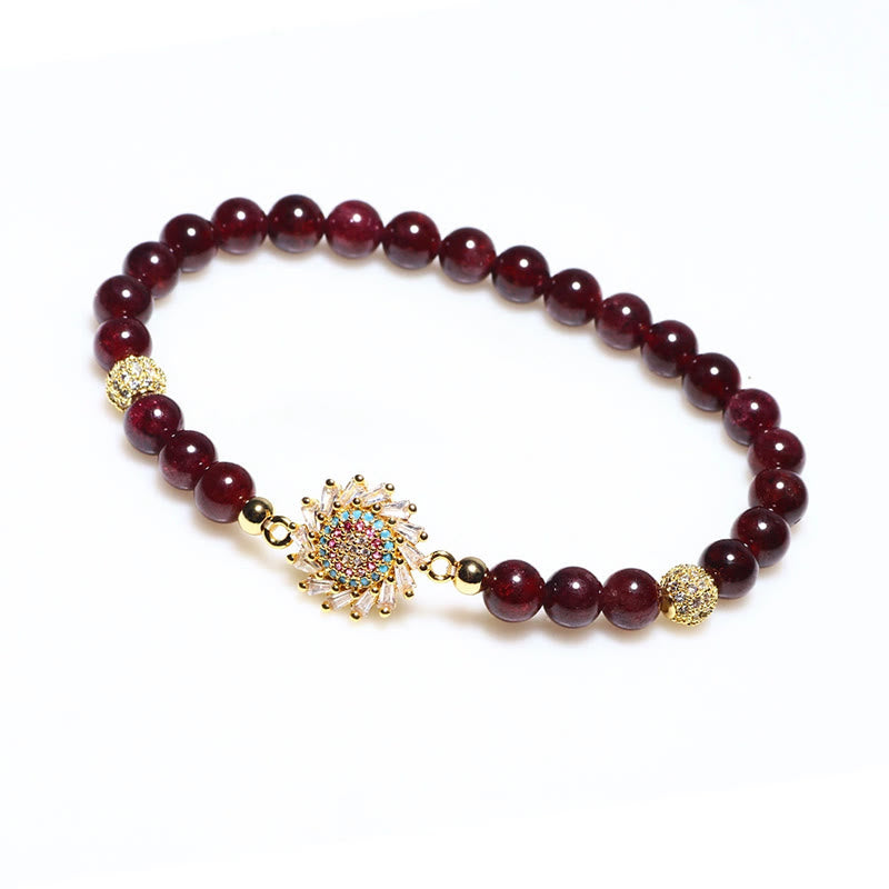 Buddha Stones Armband met natuurlijke granaatbloem en zirkonia kralen - image 3