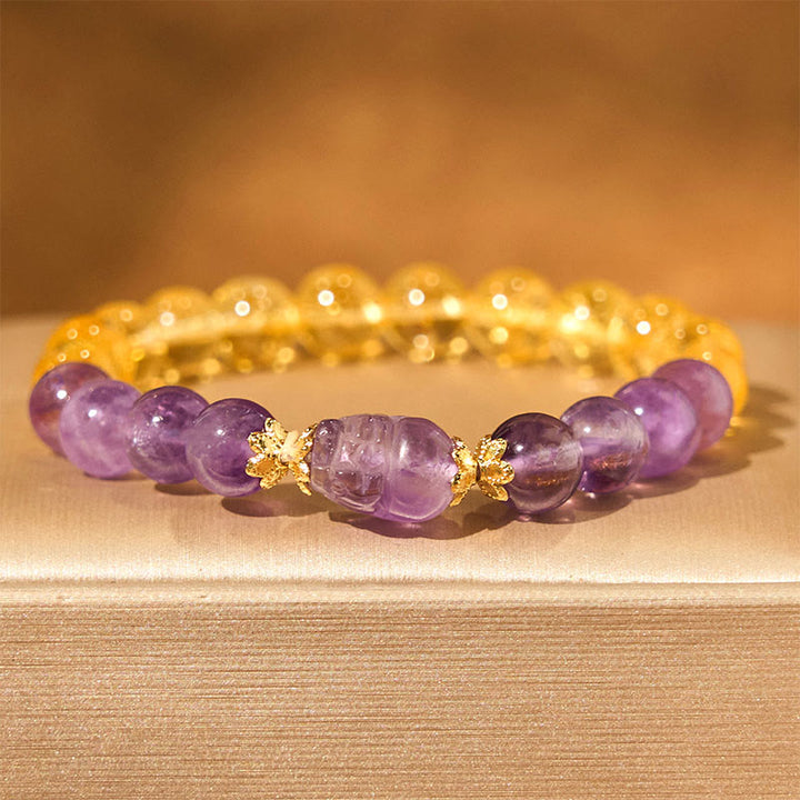 Buddha Stones Citrien Amethist PiXiu Armband - Citrien amethist (Polsomtrek: 15-16 cm) - image 0
