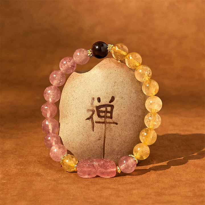 Buddha Stones Aardbeikwarts PiXiu Rutielkwarts kralen Genezende Armband - image 3