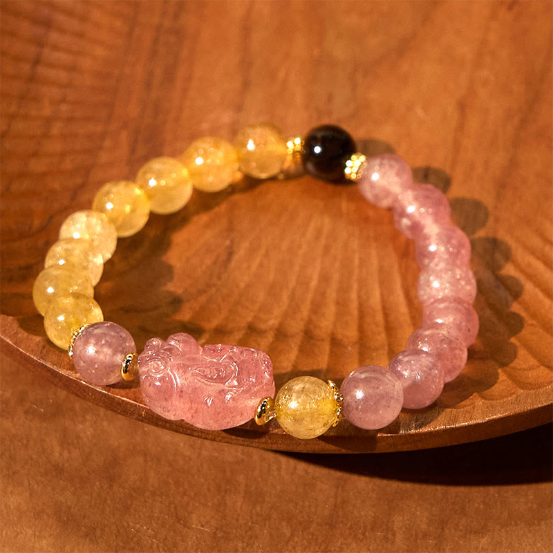 Buddha Stones Aardbeikwarts PiXiu Rutielkwarts kralen Genezende Armband - image 10