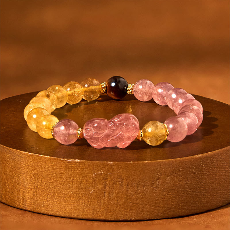 Buddha Stones Aardbeikwarts PiXiu Rutielkwarts kralen Genezende Armband - image 13