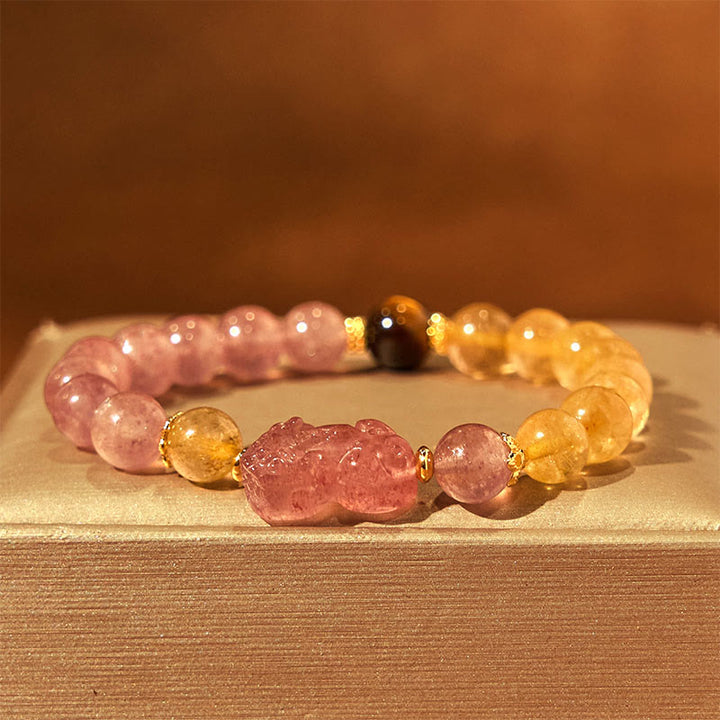 Buddha Stones Aardbeikwarts PiXiu Rutielkwarts kralen Genezende Armband - image 14