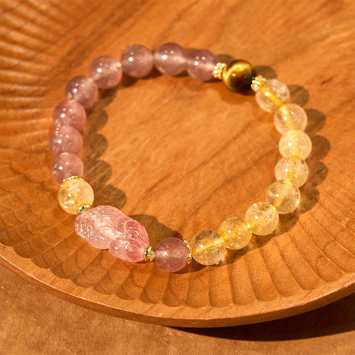 Buddha Stones Aardbeikwarts PiXiu Rutielkwarts kralen Genezende Armband - image 2