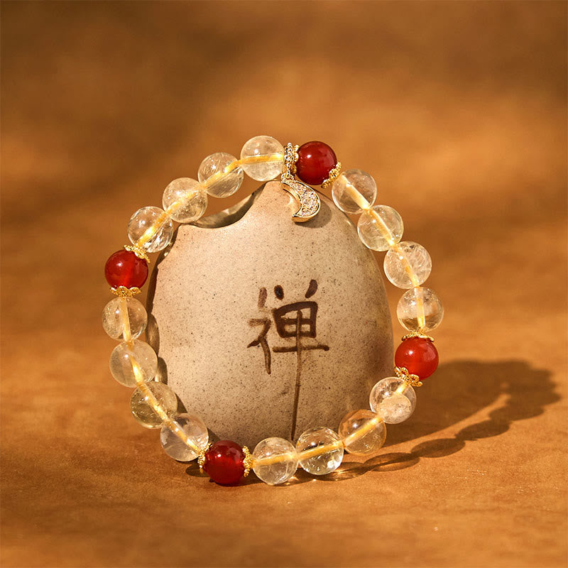 Buddha Stones Citrien Rode Agaat Maan Armband - image 8