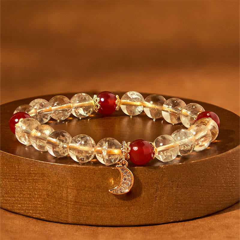 Buddha Stones Citrien Rode Agaat Maan Armband - Citrien rode agaat (Polsomtrek: 15-16 cm) - image 0
