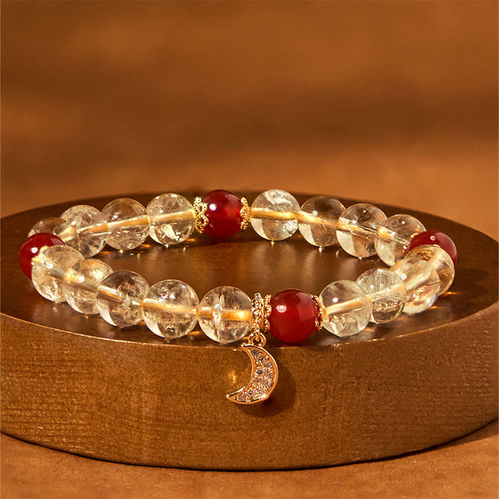Buddha Stones Citrien Rode Agaat Maan Armband - Citrien rode agaat (Polsomtrek: 15-16 cm) - image 0