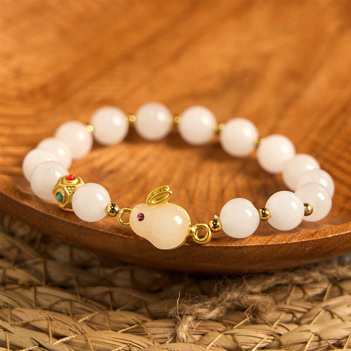 Buddha Stones Gouden zijden jade schattige konijn Armband - image 1
