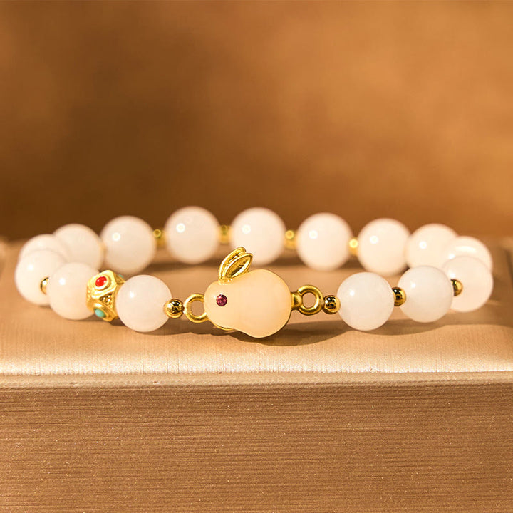 Buddha Stones Gouden zijden jade schattige konijn Armband - image 2
