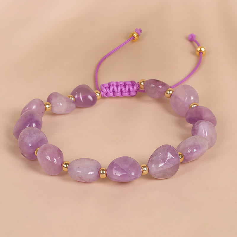 Buddha Stones Onregelmatig gevormde amethist gevlochten koord Armband - image 1