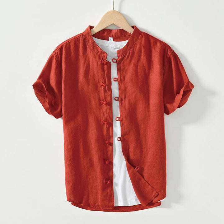 Buddha Stones Dagelijks linnen Korte mouw en kikkerknopen - Rood - US/UK/AU42, EU52 (3XL) - image 23