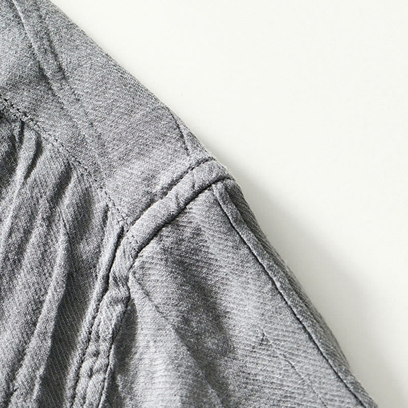 Buddha Stones Casual Reverskraag met effen revers, gemaakt van ramie linnen en halfgesloten knopen. - image 13