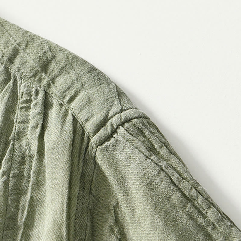 Buddha Stones Casual Reverskraag met effen revers, gemaakt van ramie linnen en halfgesloten knopen. - image 23