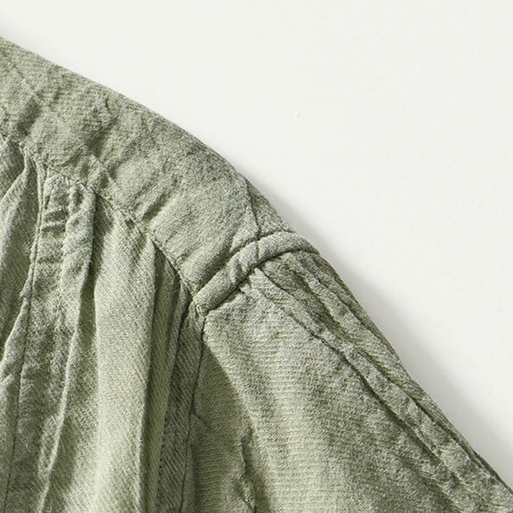 Buddha Stones Casual Reverskraag met effen revers, gemaakt van ramie linnen en halfgesloten knopen. - image 23