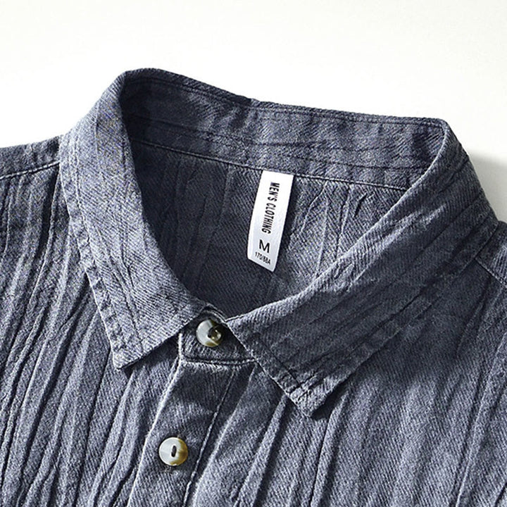 Buddha Stones Casual Reverskraag met effen revers, gemaakt van ramie linnen en halfgesloten knopen. - image 15