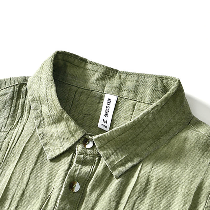 Buddha Stones Casual Reverskraag met effen revers, gemaakt van ramie linnen en halfgesloten knopen. - image 20