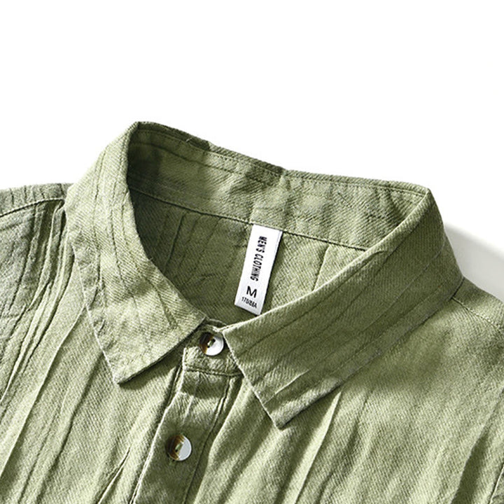 Buddha Stones Casual Reverskraag met effen revers, gemaakt van ramie linnen en halfgesloten knopen. - image 20
