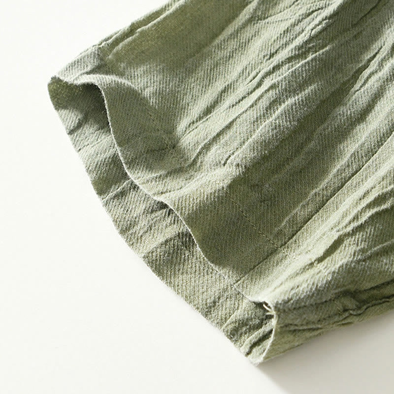Buddha Stones Casual Reverskraag met effen revers, gemaakt van ramie linnen en halfgesloten knopen. - image 22