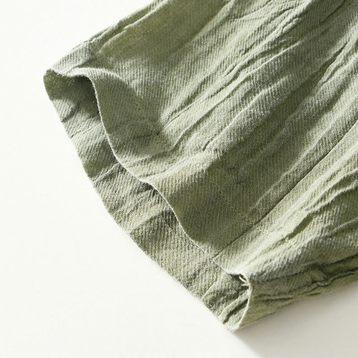 Buddha Stones Casual Reverskraag met effen revers, gemaakt van ramie linnen en halfgesloten knopen. - image 22