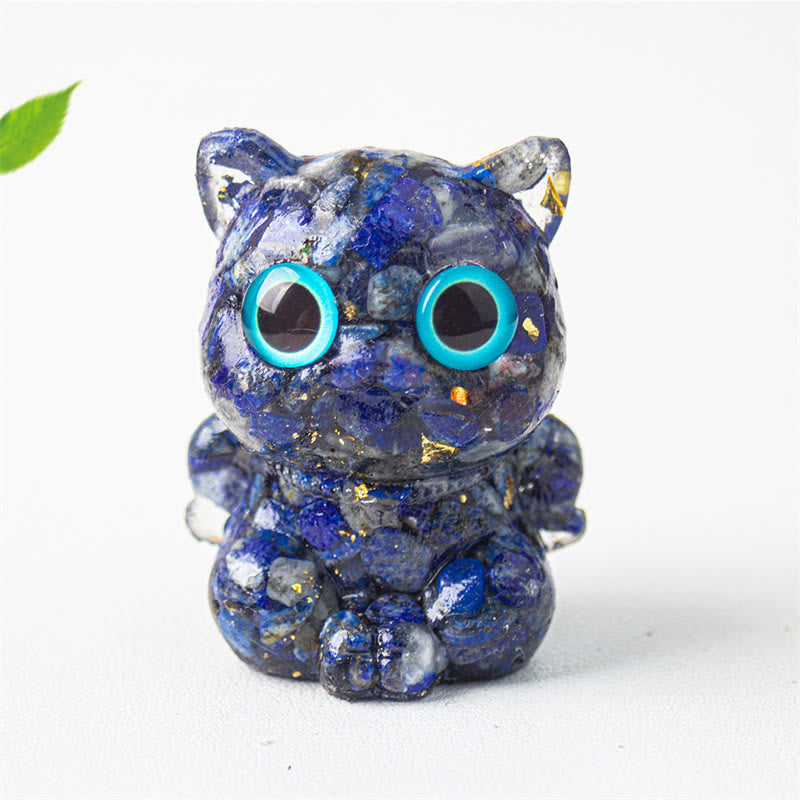 Buddha Stones Schattige kat Lazuriet Lapis Lazuli Amethist Zwarte Obsidiaan Aquamarijn Kristal Hars Positieve Huisdecoratie - image 1