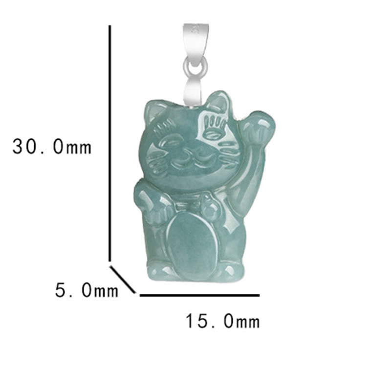 Buddha Stones Natuurlijke jade gelukskat overvloed Ketting van titaniumstaal - image 5