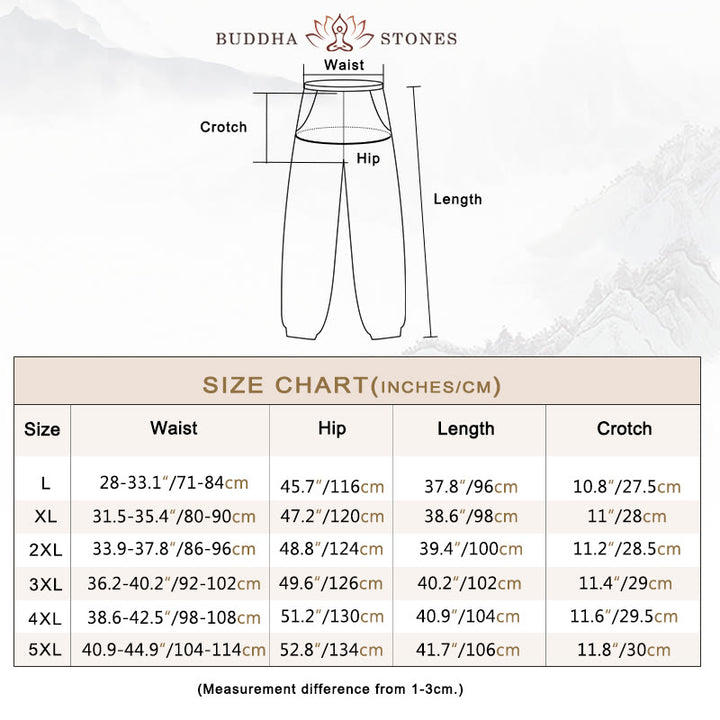 Buddha Stones Casual effen linnen herenbroek met Zakken - image 5
