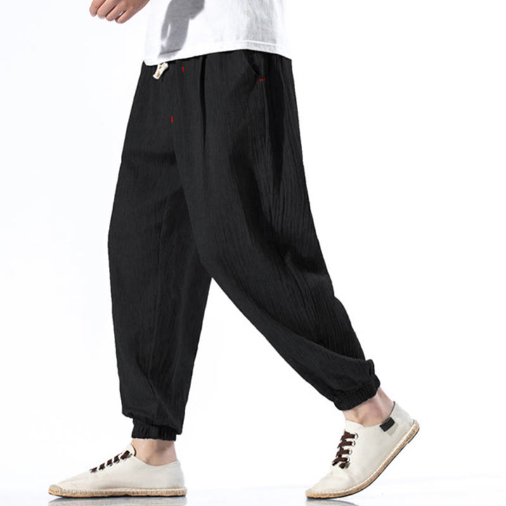 Buddha Stones Casual effen linnen herenbroek met Zakken - image 11