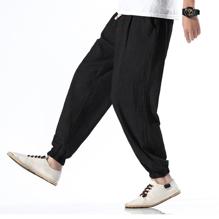 Buddha Stones Casual effen linnen herenbroek met Zakken - image 14