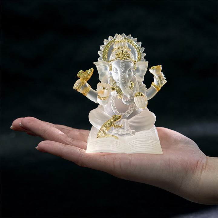 Buddha Stones Transparant wit Ganesh Ganpati olifantenbeeldje, bescherming van huis, harsdecoratie - image 5