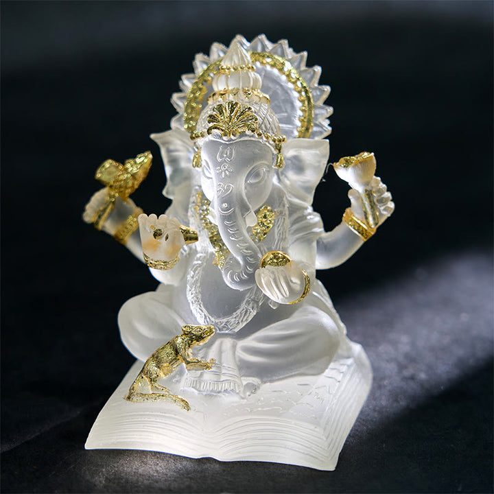 Buddha Stones Transparant wit Ganesh Ganpati olifantenbeeldje, bescherming van huis, harsdecoratie - image 2