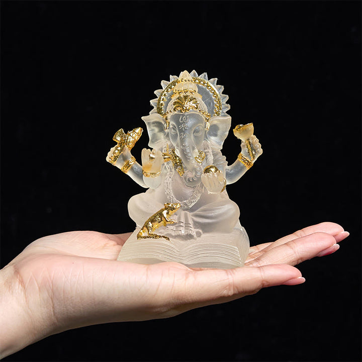 Buddha Stones Transparant wit Ganesh Ganpati olifantenbeeldje, bescherming van huis, harsdecoratie - image 6