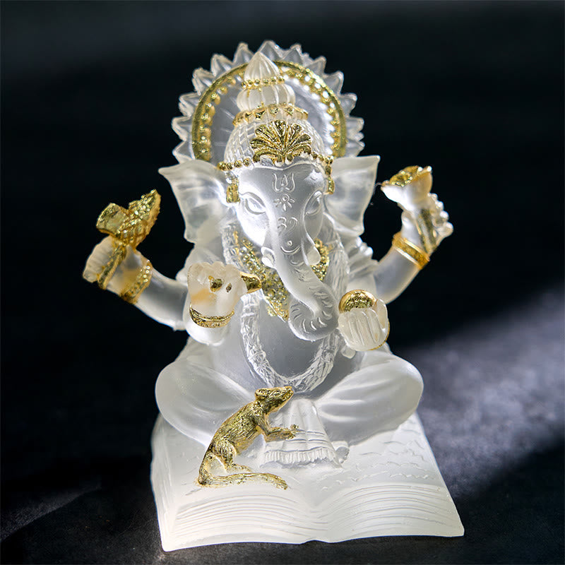 Buddha Stones Transparant wit Ganesh Ganpati olifantenbeeldje, bescherming van huis, harsdecoratie - Transparant wit - 6*6*9 cm - image 0