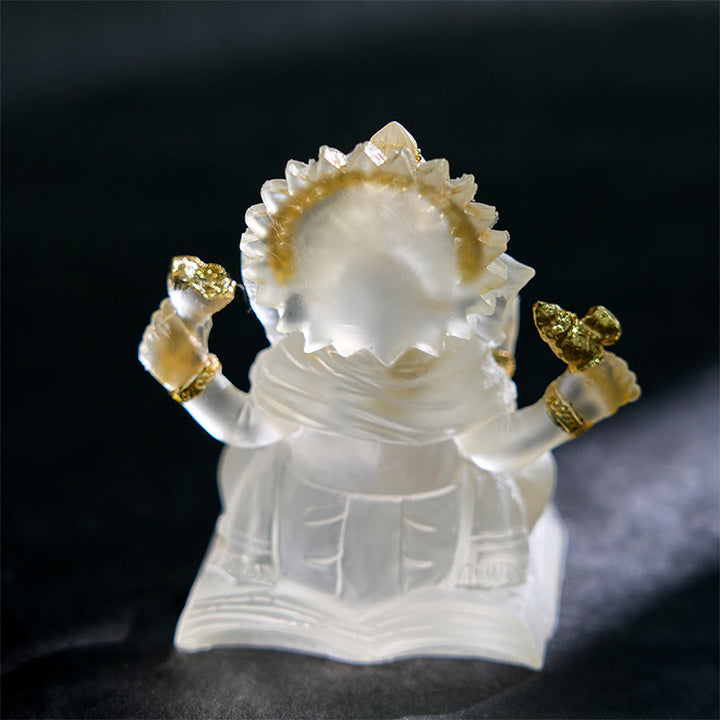 Buddha Stones Transparant wit Ganesh Ganpati olifantenbeeldje, bescherming van huis, harsdecoratie - image 3
