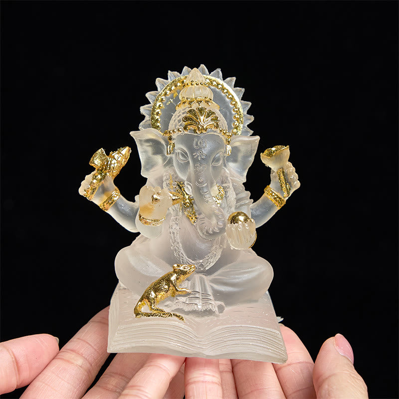 Buddha Stones Transparant wit Ganesh Ganpati olifantenbeeldje, bescherming van huis, harsdecoratie - image 4
