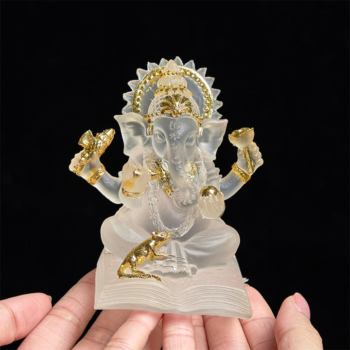 Buddha Stones Transparant wit Ganesh Ganpati olifantenbeeldje, bescherming van huis, harsdecoratie - image 4