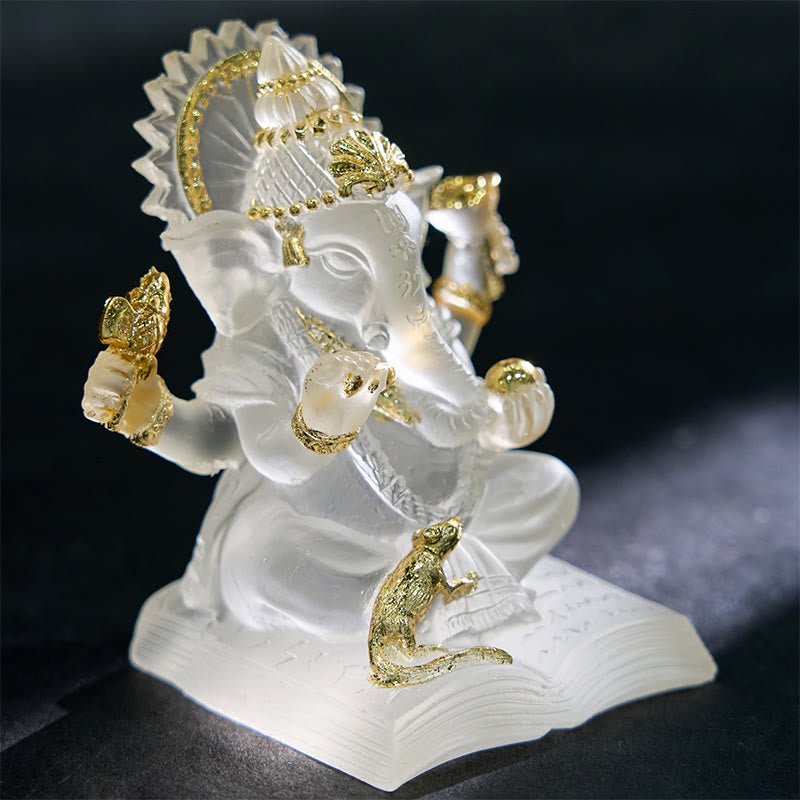 Buddha Stones Transparant wit Ganesh Ganpati olifantenbeeldje, bescherming van huis, harsdecoratie - image 1