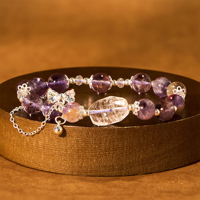 Buddha Stones Natuurlijke paarse Phantom Bow Armband - Paarse Phantom (Polsomtrek: 15-17 cm) - image 0