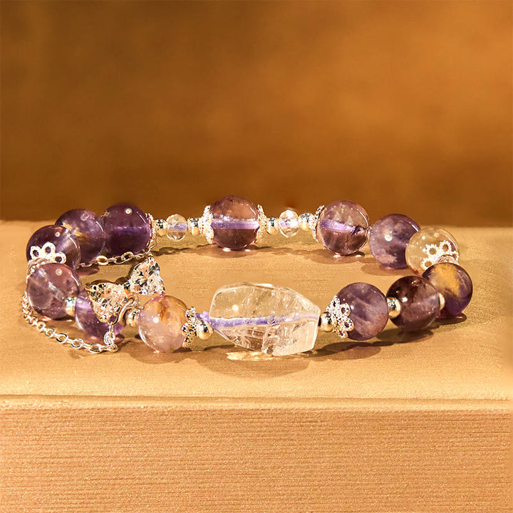 Buddha Stones Natuurlijke paarse Phantom Bow Armband - image 2