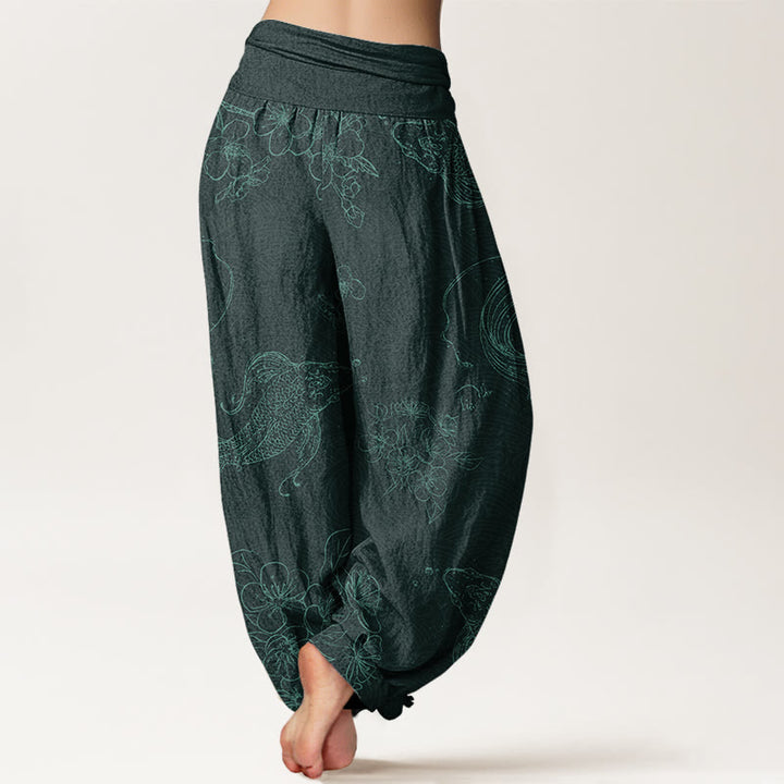 Buddha Stones Dames harembroek met elastische Taille en koi-vis bloemenpatroon - image 7