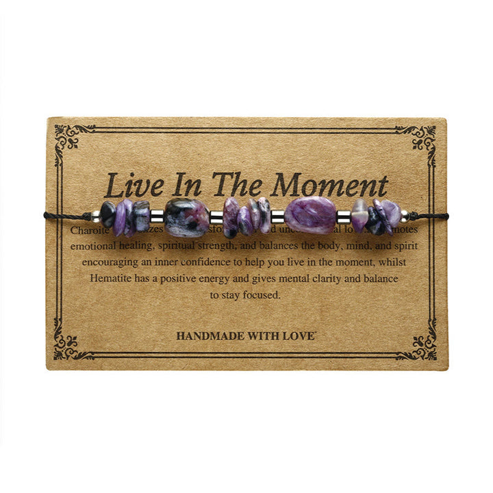 Buddha Stones Leef in het moment Charoiet Hematiet Krachtige Armband - image 10