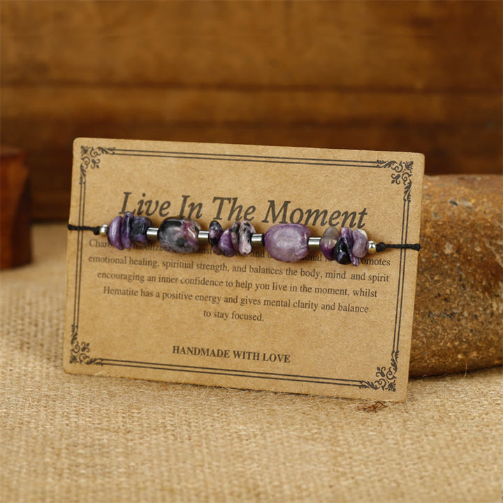 Buddha Stones Leef in het moment Charoiet Hematiet Krachtige Armband - image 3