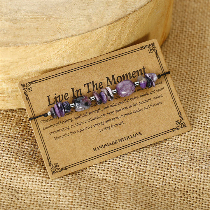 Buddha Stones Leef in het moment Charoiet Hematiet Krachtige Armband - image 2