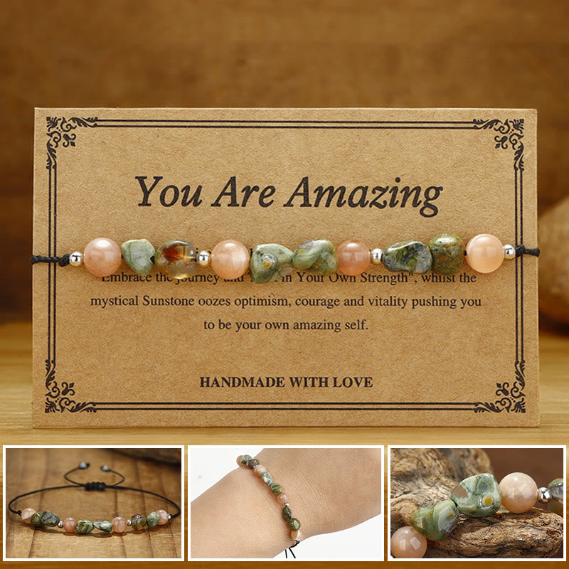 Buddha Stones Je bent geweldig! Rhyoliet zonnesteen positieve Armband - Je bent geweldig (Polsomtrek 14-24 cm) - image 0