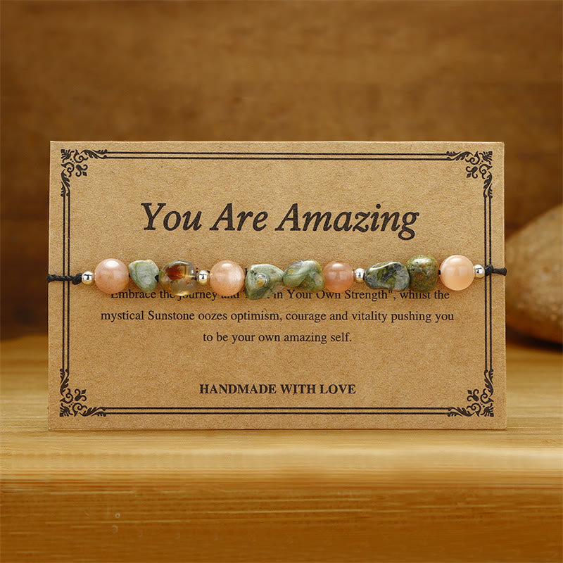 Buddha Stones Je bent geweldig! Rhyoliet zonnesteen positieve Armband - image 1