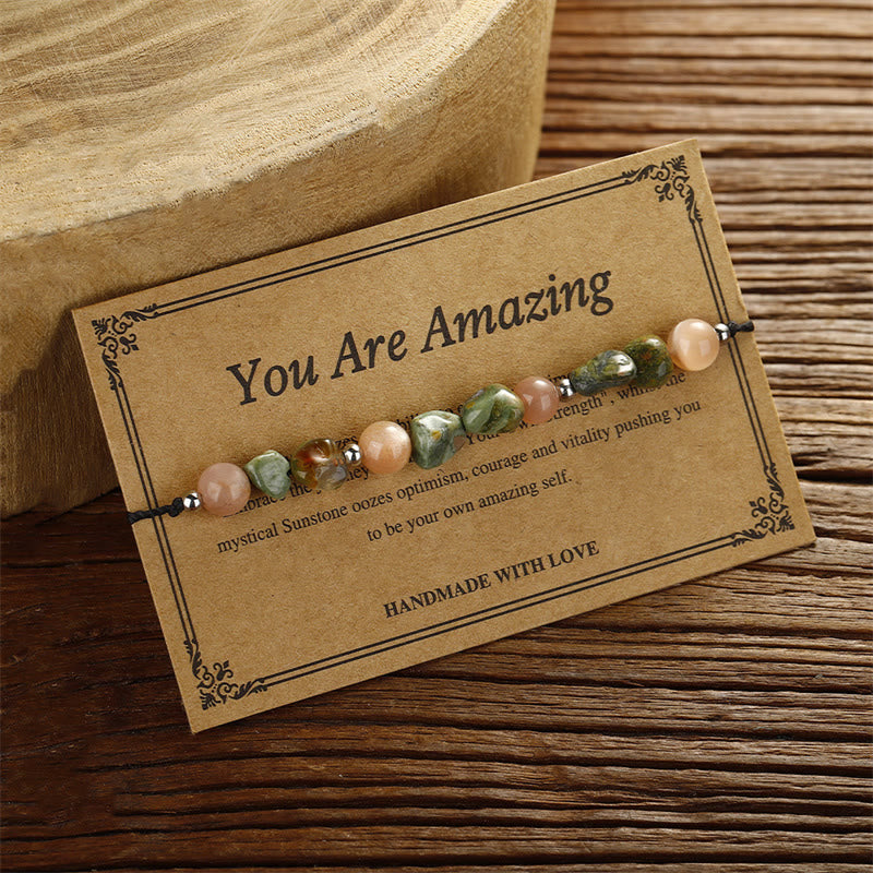 Buddha Stones Je bent geweldig! Rhyoliet zonnesteen positieve Armband - image 2