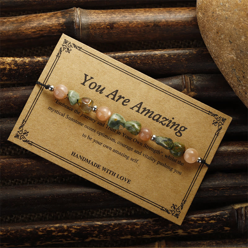 Buddha Stones Je bent geweldig! Rhyoliet zonnesteen positieve Armband - image 3